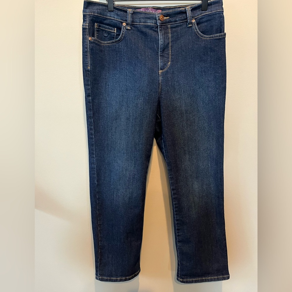 Gloria Vanderbilt Dark Blue Straight Leg Jeans size 12P-SHORT